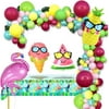 MMTX Hawaiian Tropical Party Decoration Balloon Garland with Flamingo and Pineapple Balloons, Palm Leaves, Colorful Latex Balloons for Birthday Baby Shower Summer Jungle Theme Party
