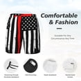 thumbnail image 3 of Zufioo Firefighters USA Flag Mens Swimsuit Trunks with Compression Liner,Quick Dry Sports suit,Beach Board Shorts with Pockets,Bathing Suits-Large, 3 of 6