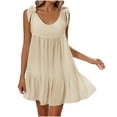 thumbnail image 3 of TaTaai Women's Solid V-Neck Sleeveless Knee Length Dress Loose Fit Casual with Shoulder Straps for Summer Daily Work Office Soft Non-See-Through Gift, 3 of 7
