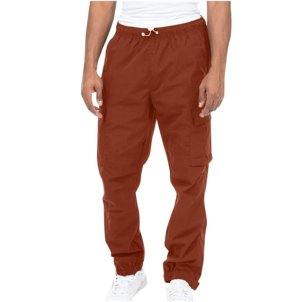  Men's Cotton Twill Cargo Joggers, Multi Pocket, Drawstring  Joggers Stretch Pant for Casual, Lounging and Outdoor, 2 Pack : Clothing,  Shoes & Jewelry