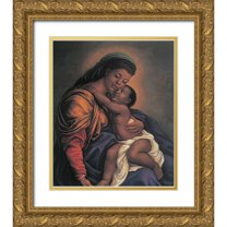 Unknown 20x23 Gold Ornate Wood Framed with Double Matting Museum Art Print Titled - Black Madonna