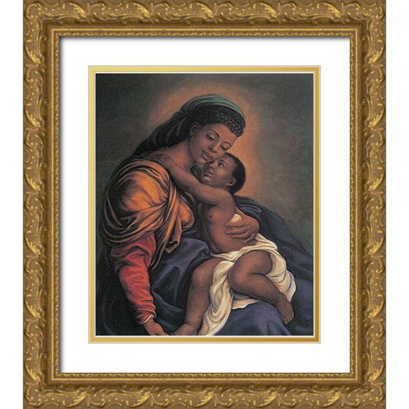 Unknown 20x23 Gold Ornate Wood Framed with Double Matting Museum Art Print Titled - Black Madonna