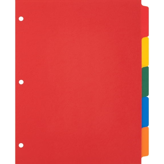 Business Source, BSN01809, Plain Tab Color Polyethylene Index Dividers, 5 / Set