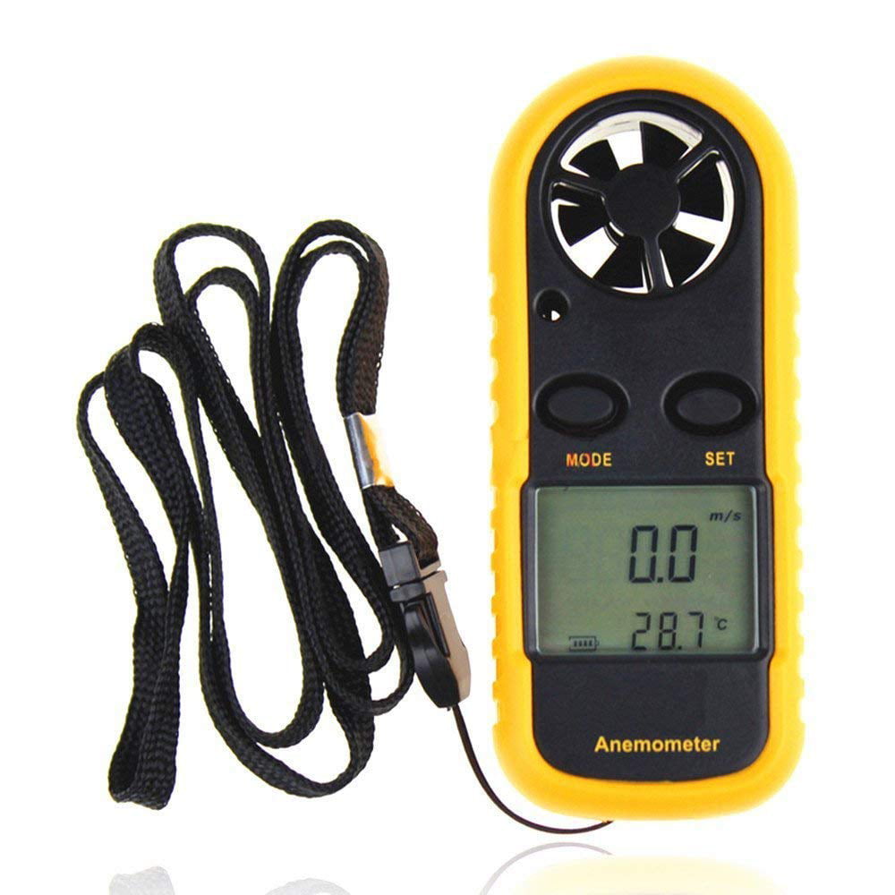 HAPPEEY Digital Anemometer Air Flow Velocity Temperature Measuring Wind Chill with Thermometer LCD Backlight for Sailing Surfing Fishing Etc. Wind Speed Meter 