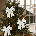 thumbnail image 4 of Hmgxay Christmas Bow, Decorative Satin Ribbon Bow for Festive Decor, Holiday Gift Wrapping Bow, Layered Christmas Tree Ornament Bow(White), 4 of 6