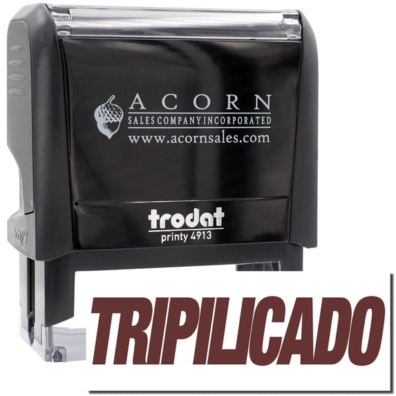Large Self-Inking Tripilicado Stamp, Trodat Printy 4913, Press and Print Stamping, Impression Size 7/8" x 2-1/4", Up to 10,000 Impressions - Brown Ink