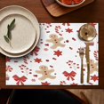 thumbnail image 4 of Red Christmas Gingerbread Man Pattern Summer Placemats Table Placemats Set Of 6-Linen Kitchen Washable Placemats Table Mats 11.8"x17.7" Non-Slip Heat Resistant, 4 of 5