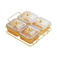 thumbnail image 2 of Recipiente para servir nueces de , tazones para servir refrigerios divididos, multiusos, bandeja de frutas secas con tapa para refrigerios, 4 cuadrícula de oro, 2 of 8