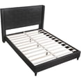 thumbnail image 1 of Best Master Furniture Valentina Lit Plateforme Double à Dossier Ailé en Tissu de Lin, Noir, 1 of 1