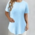 thumbnail image 2 of Womens Tops Dressy Casual Solid-color Fashionable Back-button T-Shirts Round-neck Top Short-sleeved Round-neck Top/T-Shirts, 2 of 7