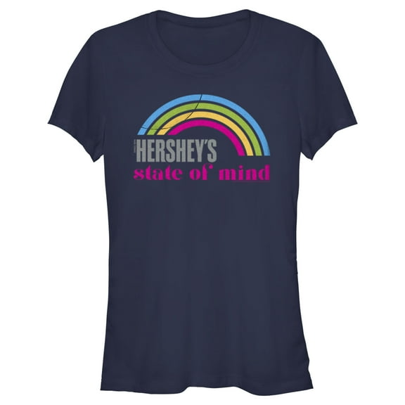 Junior's HERSHEY'S State of Mind Rainbow  Graphic Tee Navy Blue Small