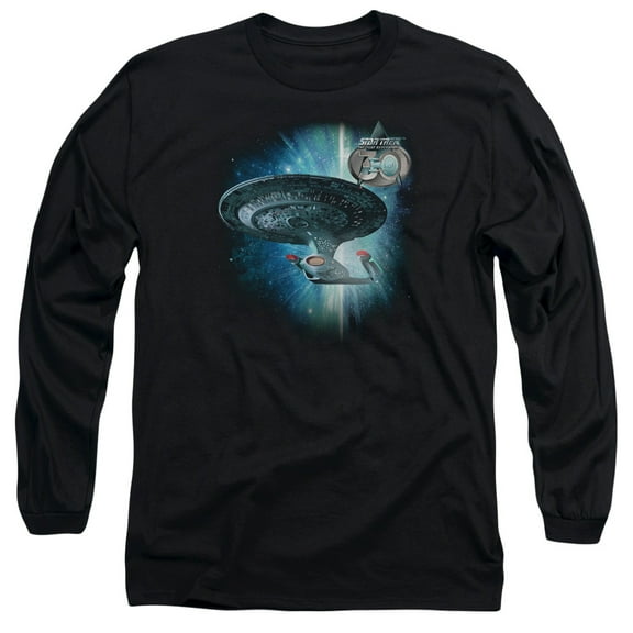 Trevco CBS2246-AL-4 Star Trek & Ship 30 Adult 18-1 Long Sleeve T-Shirt, Black - Extra Large