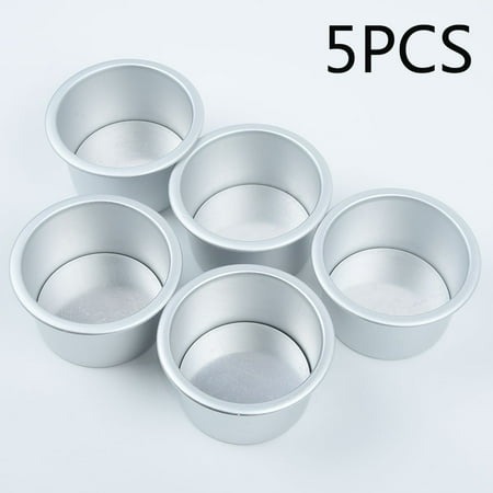 

Sufanic Cake Pan 5Pcs 2.5inch Round Mini Cake Pan Removable Bottom Pudding Mold DIY Baking Tools Silver