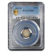 1851-O Three Cent Silver MS-64 PCGS
