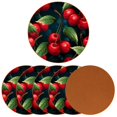 thumbnail image 2 of Cherry 6PCS Round Microfiber Leather Car Coasters, 11x11 cm/4.3x4.3 in - Set of 6 Drink Cup Holders for Car, Durable and Absorbent., 2 of 6