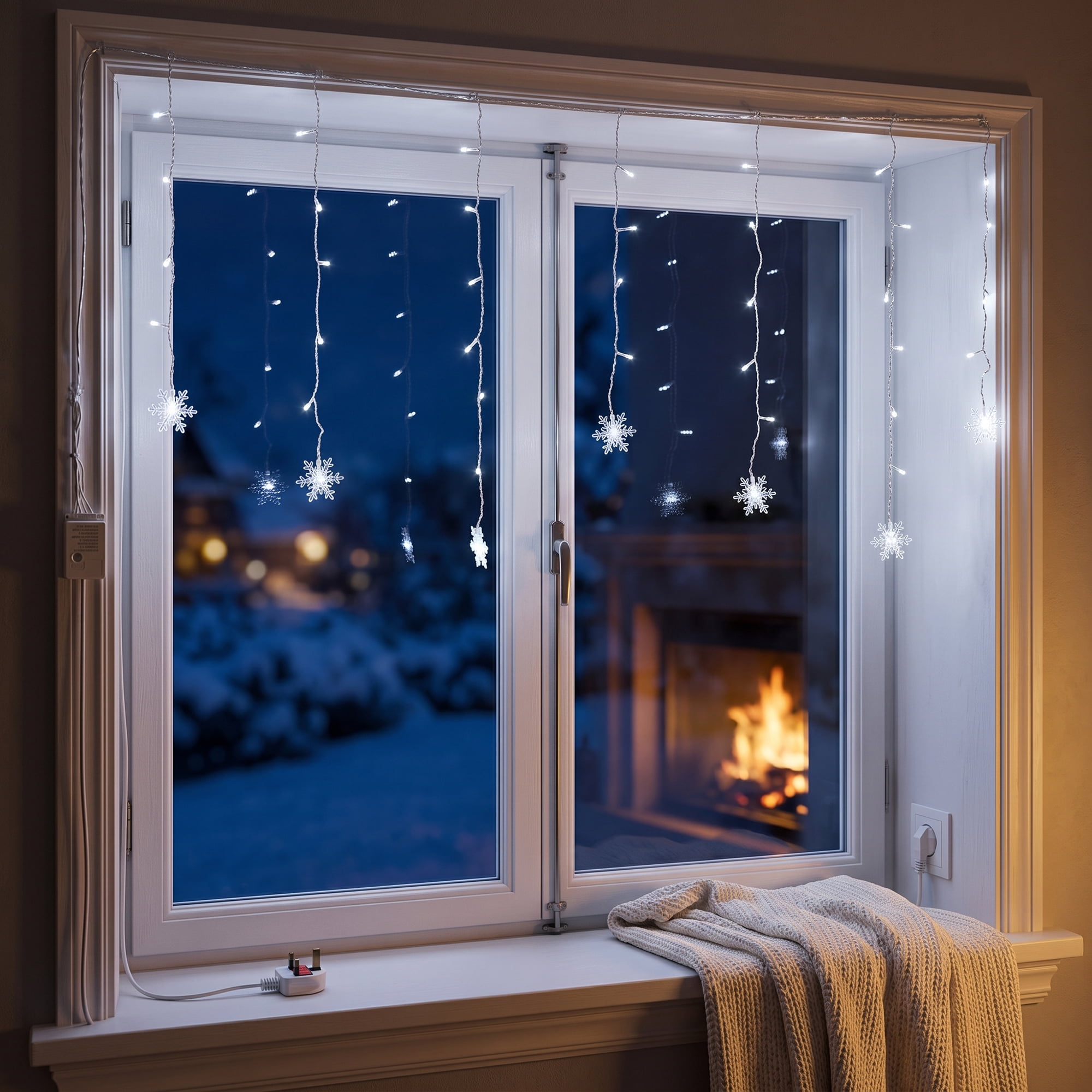 Unique Bargains Snowflake Decor Lights for Indoor 3.5 ft White US Plug In Powers