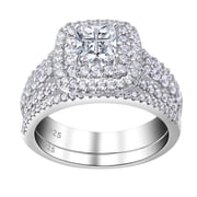 Newshe Jewellery Wedding Rings for Women Princess Engagement Ring Sets 925 Sterling Silver 1.7Ct Cross Cz Size 7