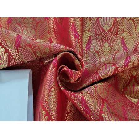 Brocade fabric red,pink x mettalic gold color 44" wide BRO713[5]