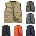 thumbnail image 1 of BiZtdJrK Mens Hiking Vest Zip Up V Neck Sleeveless Work Cargo Jackets Lightweight Ripstop Outdoor Vests with Pockets Army Green M, 1 of 7