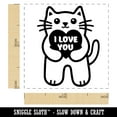 thumbnail image 2 of Cat Holding I Love You Heart Anniversary Valentine's Day Self-Inking Rubber Stamp Ink Stamper - Sky Blue Ink - Small 1 Inch, 2 of 7