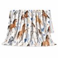 thumbnail image 2 of Playful Horse Watercolor Pattern Hearts Horseshoes, Rustic Farmhouse Horse Scene, Warm Flannel Blanket for Ranch House and Living Room, Horse Lovers Housewarming Gift, Rustic Home Decor, 2 of 9