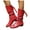 Red, variant on Mid Calf Boots for Women Comfortable Low Block Heel Casual Slouchy Back Strap Riding Booties