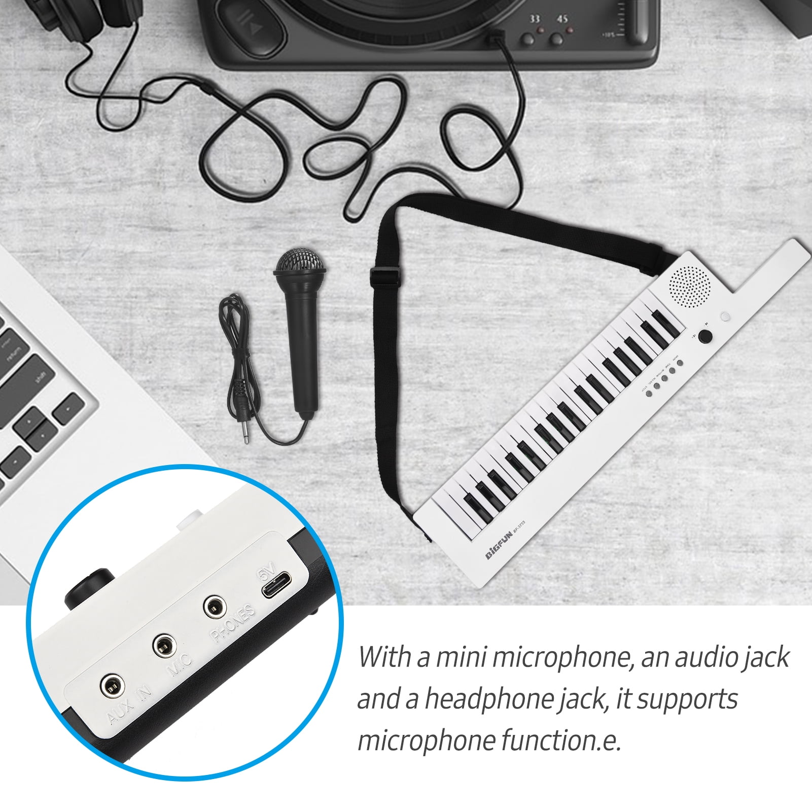 Owsoo Rechargeable Electronic Guitar Shaped Piano with 37 Musical Styles