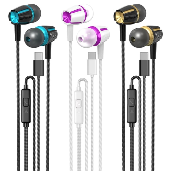 Auriculares Kirababy cableados con micrófono USB C In-Ear negros