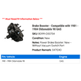 thumbnail image 2 of Brake Booster - Compatible with 1981 - 1984 Oldsmobile 98 GAS 1982 1983, 2 of 3