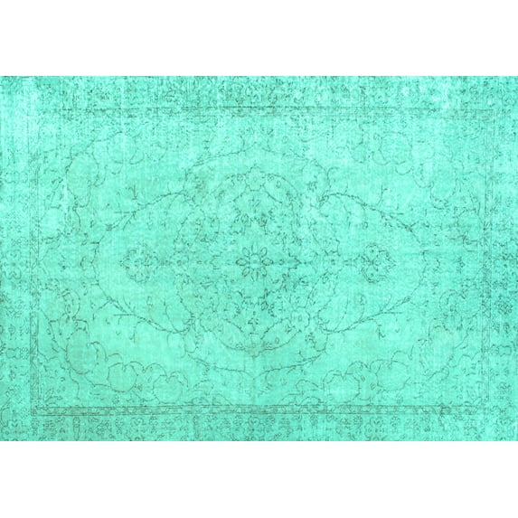 Ahgly Company Indoor Rectangle Persian Turquoise Blue Traditional Area Rugs, 2' x 4'