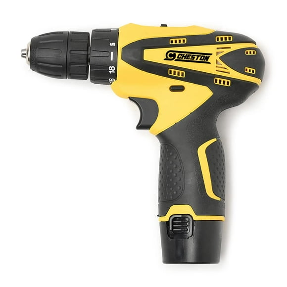 Cordless Drill Screw Driver - 10mm Keyless Chuck 12v With One Battery | Electric Drill, Metal, Plastic & All Screw Driving Tasks | Comfortable Grip, Lightweight Tool, Yellow