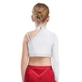 thumbnail image 2 of Manyakai Kids Girls Shiny Rhinestone Jazz Latin Modern Lyrical Dance Crop Tops Irregular Shoulder White 16, 2 of 7