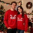thumbnail image 5 of Matching Christmas Couples Sweatshirts Merry Christmas Letter Printing Long Sleeve Shirts Crewneck Pullover Winter Fleece Sweaters Xmas Funny Holiday Sweatshirts Gifts(Women), 5 of 6