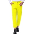 thumbnail image 1 of Pantalones de traje de negocios recortados para hombres Inspire Chic, corte recto, frente plano, talla 28, color amarillo, 1 of 7