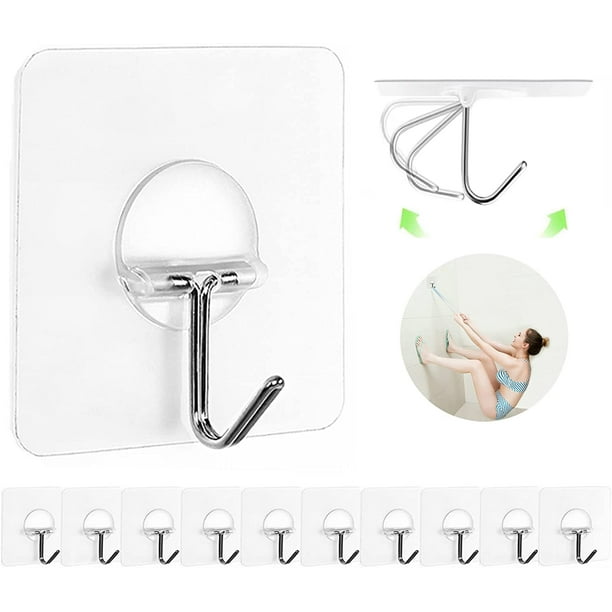 Adhesive Hooks for Hanging Heavy Duty Wall Hooks Self Adhesive Towel Hook  Waterproof Transparent Hooks for Bathroom Shower Kitchen Outdoor 12 Pack 