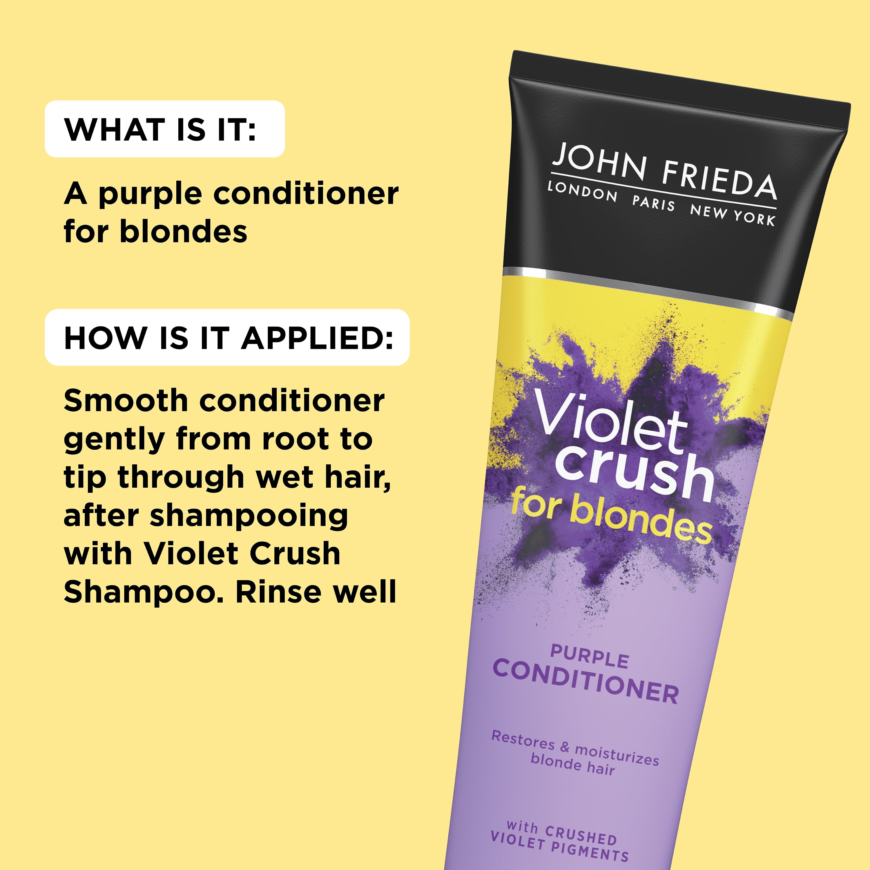 John Frieda Violet-Crush Color Protection Purple Conditioner with Violet Pigments, 10.8 fl oz