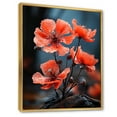 thumbnail image 2 of Designart "Wildfire Poppy Black Flowers Coral" Floral & Botanical Floater Framed Wall Art Living Room, 2 of 7