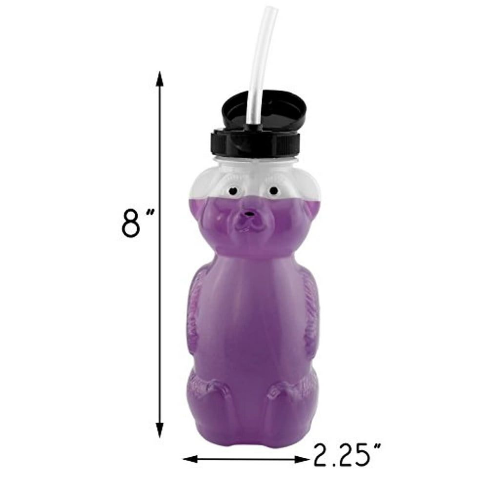 Honey Bear Straw Cups (3Pack); 8Ounce Therapy Sippy Bottles w
