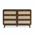 thumbnail image 4 of Bellemave 6 Drawer Rattan Dresser, Modern Wood Chest with 6 Drawers, Storage Cabinet Sideboard TV Cabinet for Bedroom, Living Room, Entryway, Hallway（Natural Walnut）, 4 of 11