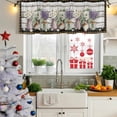 thumbnail image 5 of Spring Floral Curtain Valances for Windows, Kitchen Valance Window Treatments Panel 2 Pack, Pastoral Bottle Flowers Wood Brown Plaid Rod Pocket Short Curtains for Bathroom Bedroom 42 x 12 Inch, 5 of 8