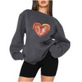 thumbnail image 1 of 2023 Sweat-Shirt Oversize pour les Femmes Amour Décontracté à Manches Longues Col Rond Velours Décolleté Épaule Régulière à Capuche Tops Ample, 1 of 6