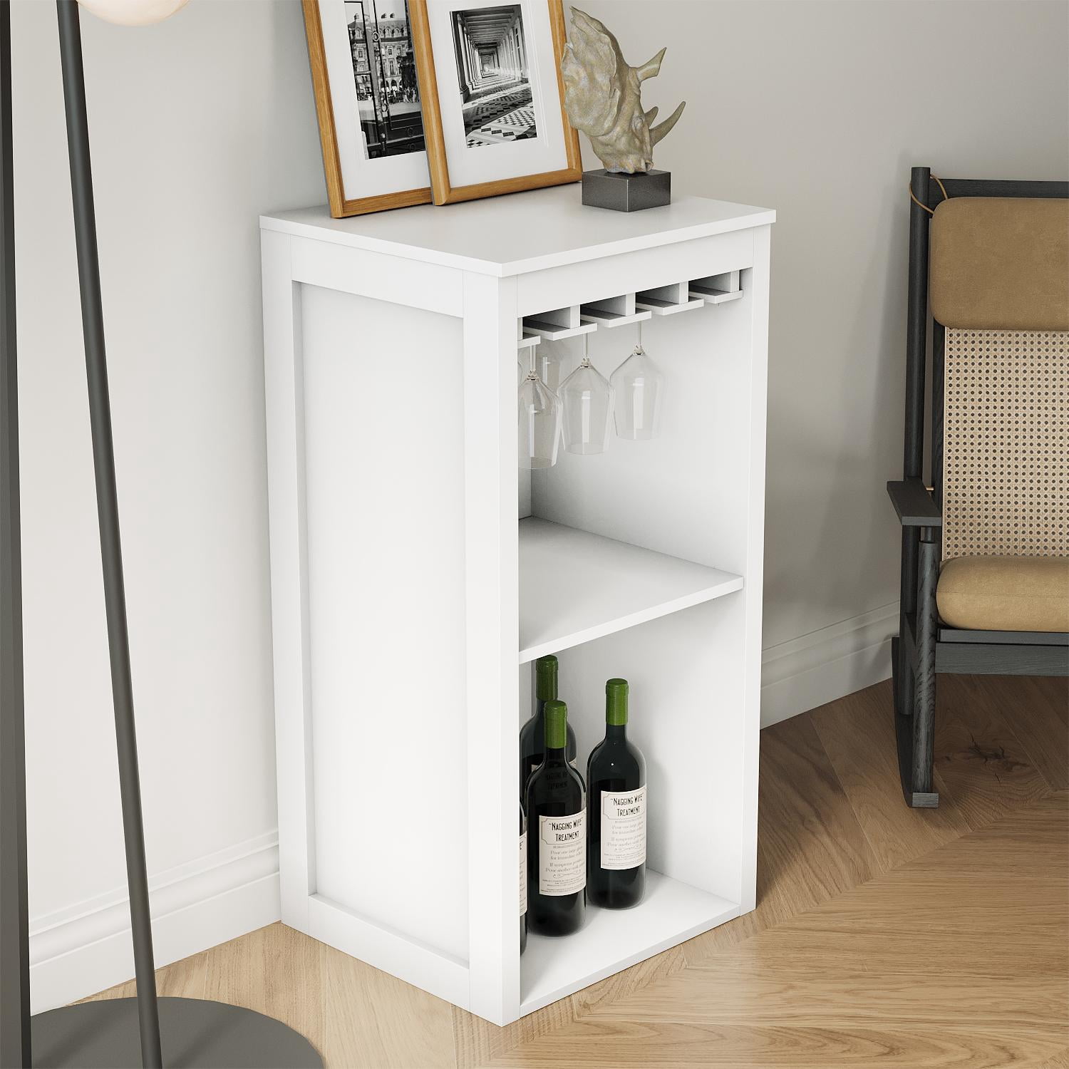 Wine Bar Cabinet,Farmhouse Wine Bar Cabinet Buffet Cabinet & Sideboard Cupboard for Living,Dining Room,White