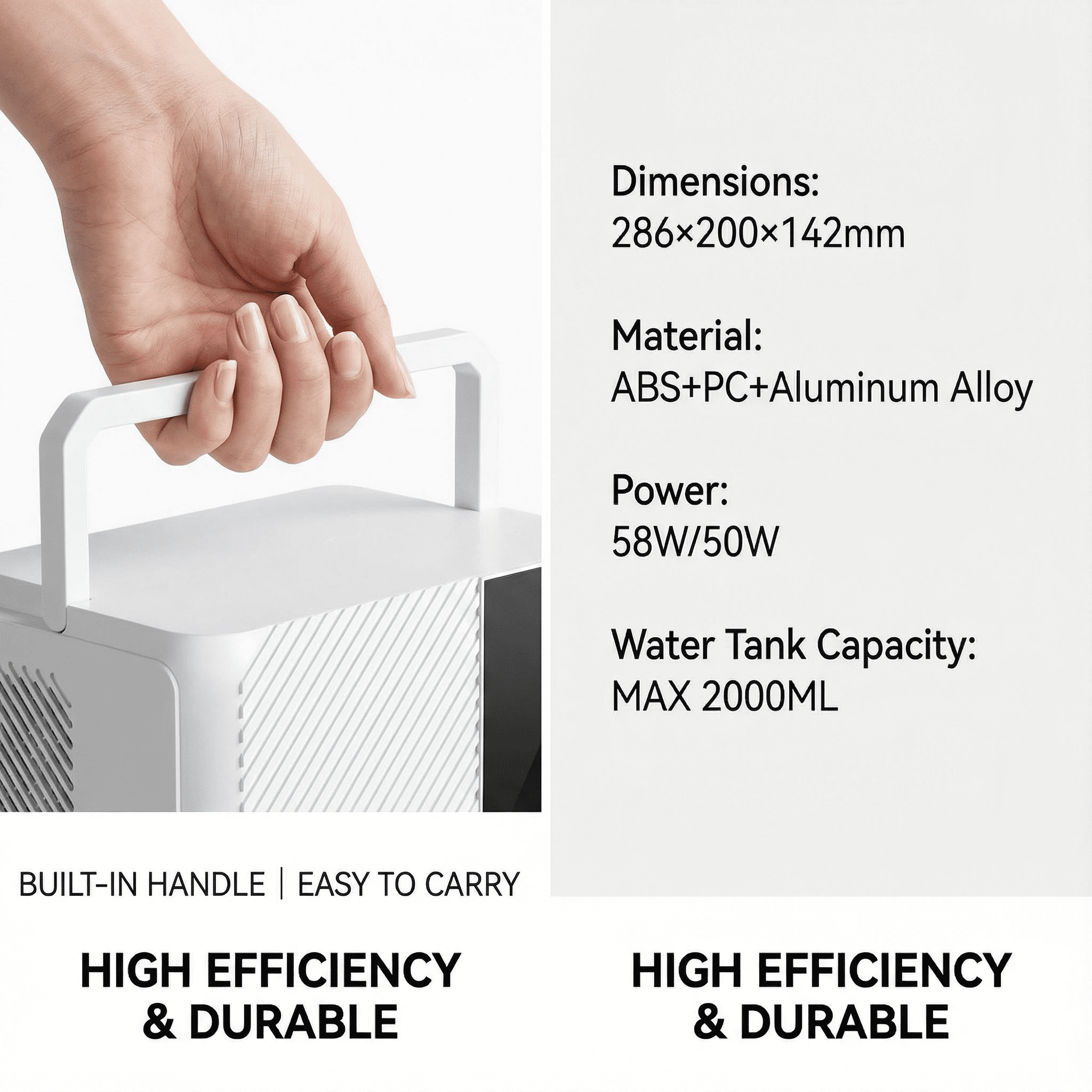 STORGENER Dehumidifier for Home, 500 Sq.Ft, 2L Large Tank, Sleep Mode - Fast Moisture Removal for Bathroom, Bedroom, Kitchen, RV (White)