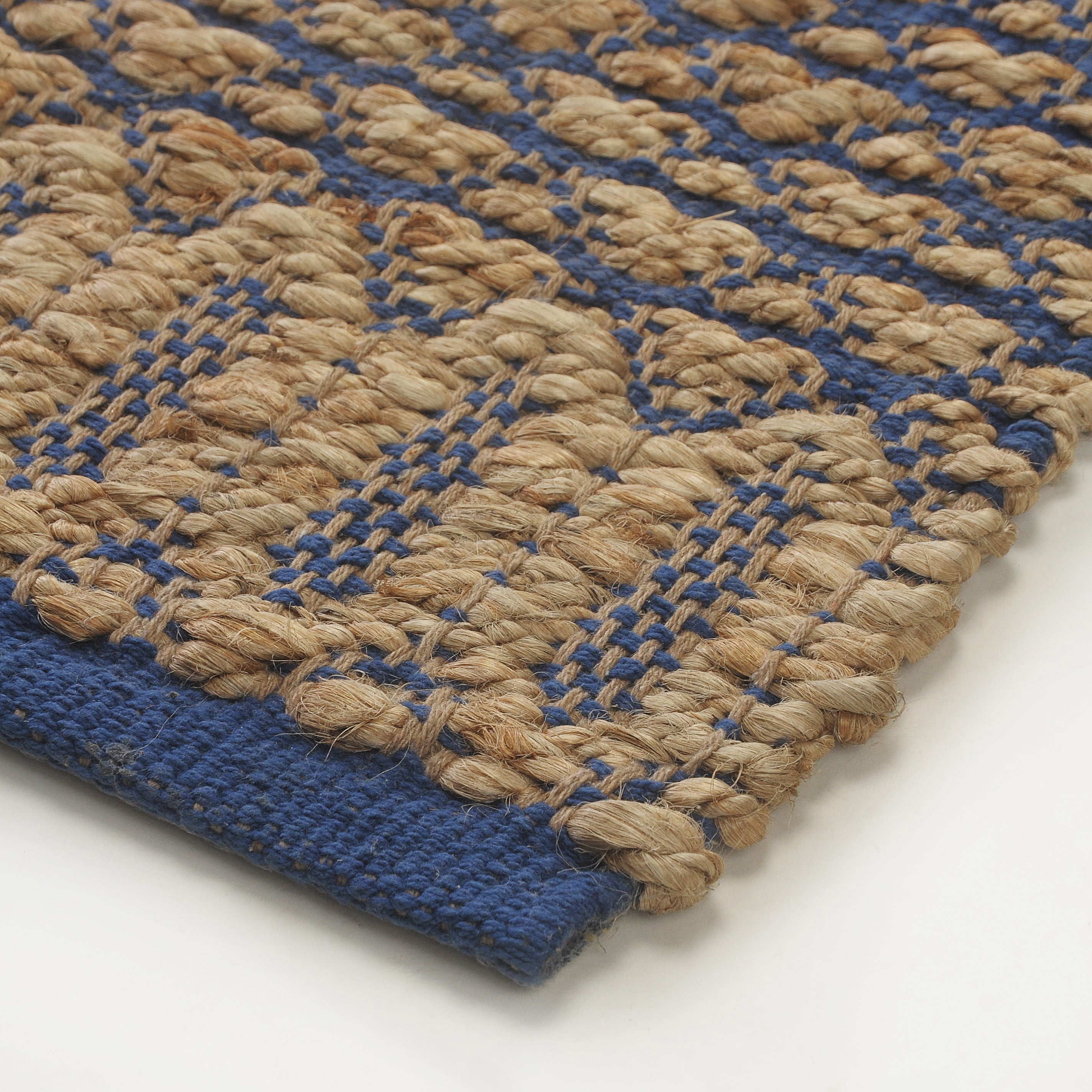 Woven Paths Ollie 7'9" x 9'9" Brown/Blue Striped Geometric Braided Jute Indoor Area Rug