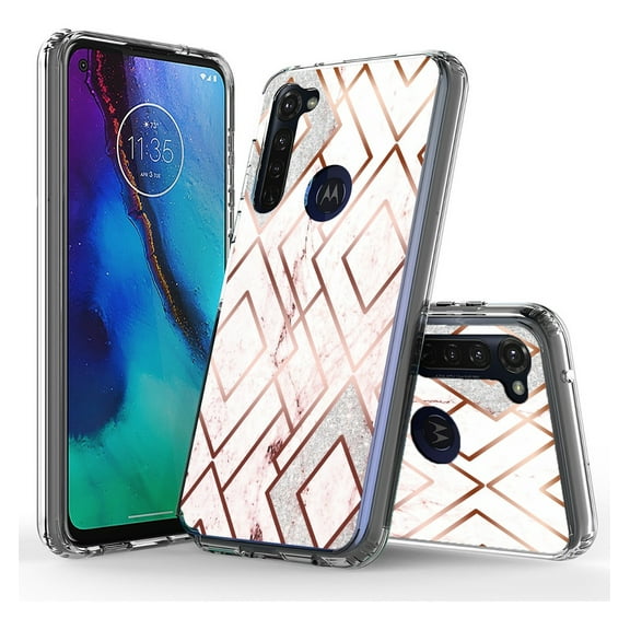 Rosebono Compatible With Motorola Moto G Fast Case, Bling Glitter Sparkle Diamond Rhombus Marble Graphic Fashion Cute Colorful Skin Cover Shockproof Case for Motorola Moto G Fast