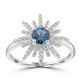 thumbnail image 3 of Gemistry 925 Sterling Silver Round London Blue Topaz & White Natural Zircon Gemstone Women's Ring (1.46 cttw), 3 of 5