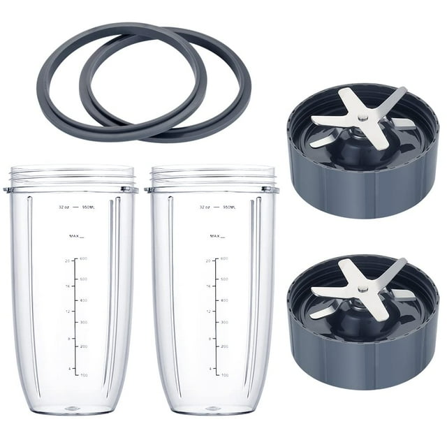 Juego de piezas de repuesto Nutribullet, vasos de 32 onzas, 2 piezas con juntas, 2 piezas