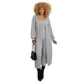 thumbnail image 2 of One opening Two-piece solid color threaded cloak long coat off-shoulder women's jumpsuit, 2 of 5