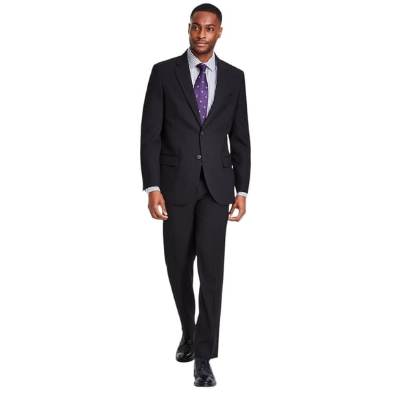 Nautica Mens Modern fit Two Piece Suit 38 S / 32 Waist Black Solid Stretch