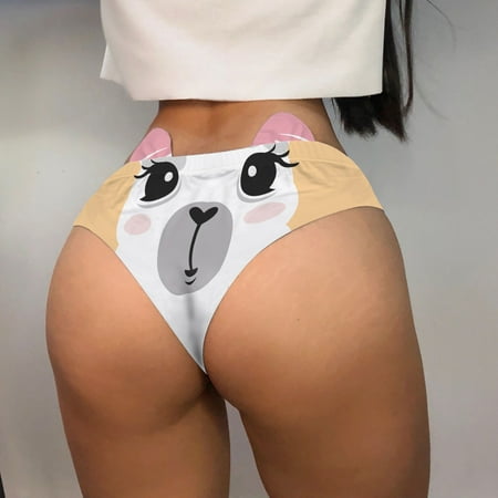 

Rovga Panties For Women Female Flirty Funny 3D Printed Animal Middle Waist Tail Underwears Briefs Gifts With Cute Ears Underpants